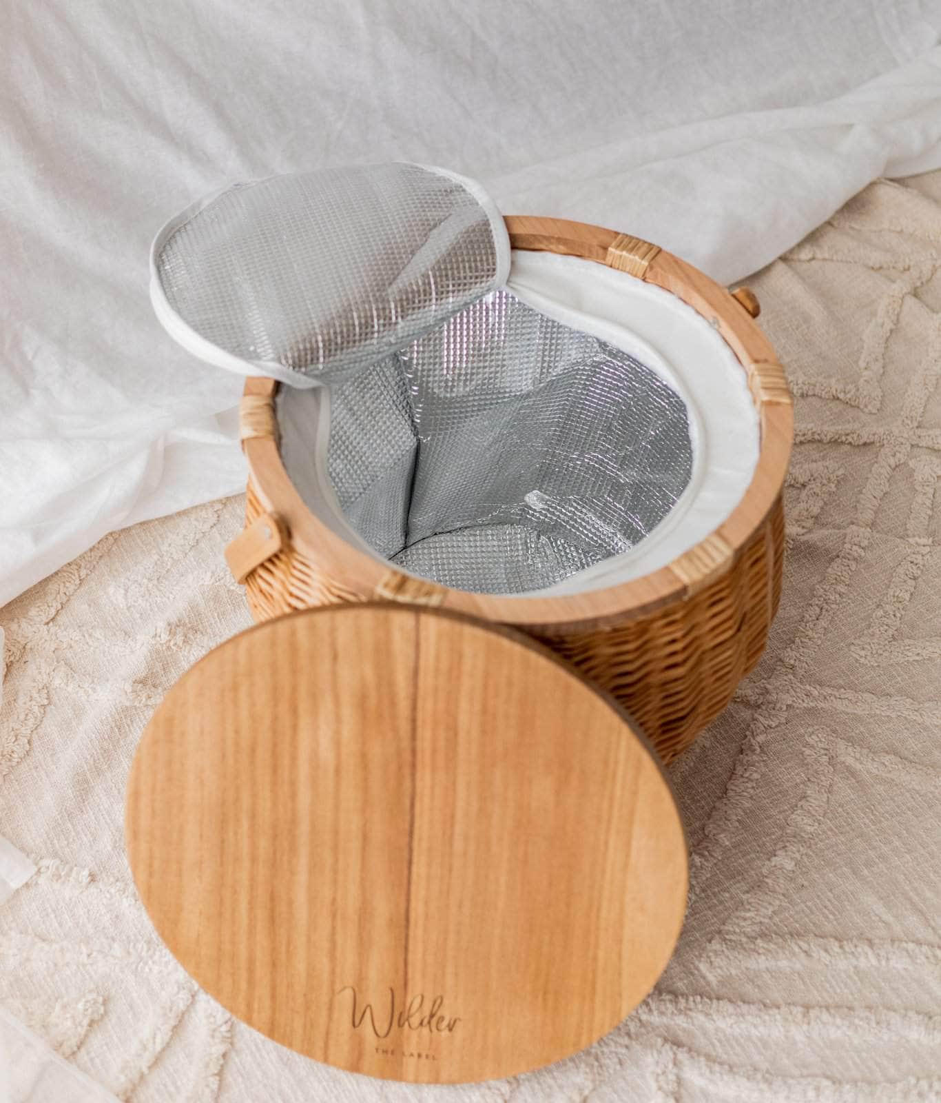 Willow Round Wicker Picnic Basket, Insulated Basket, AU